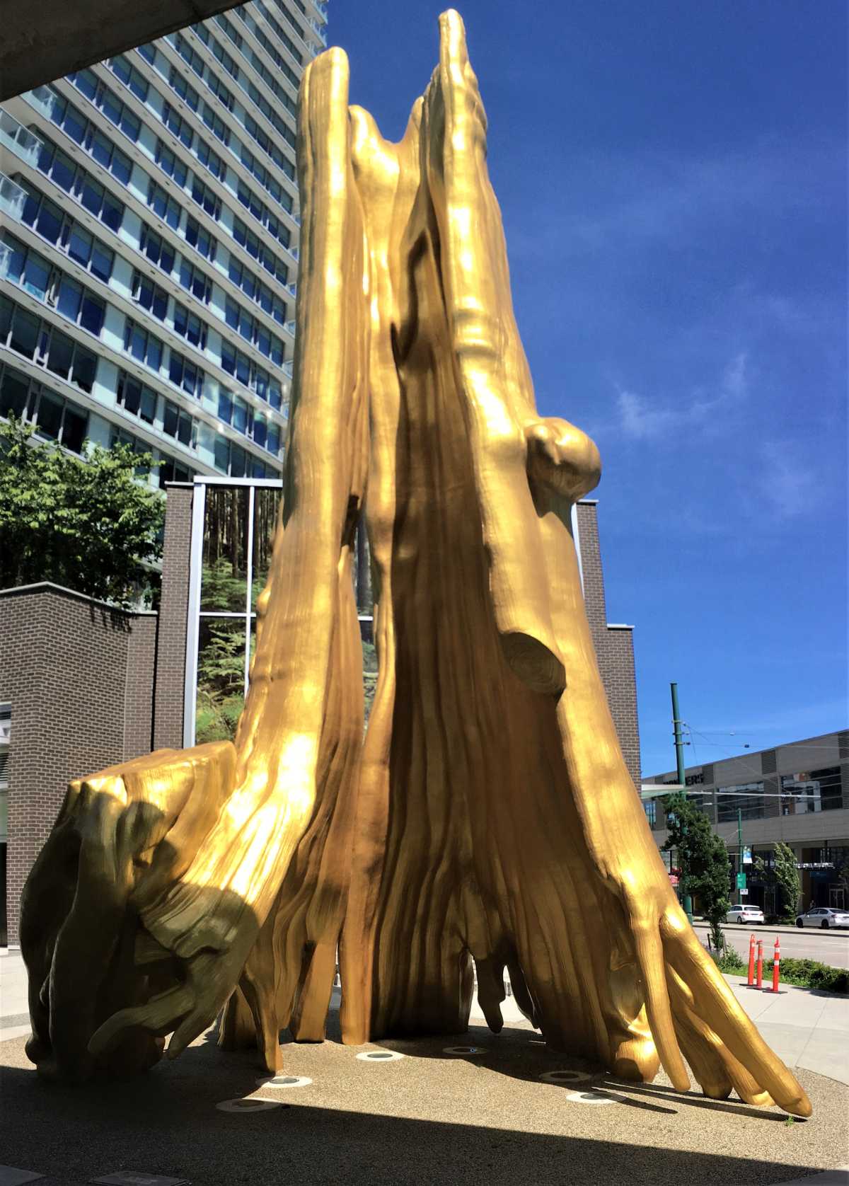 The Golden Tree is a replica of the Hollow Tree in Stanley Park