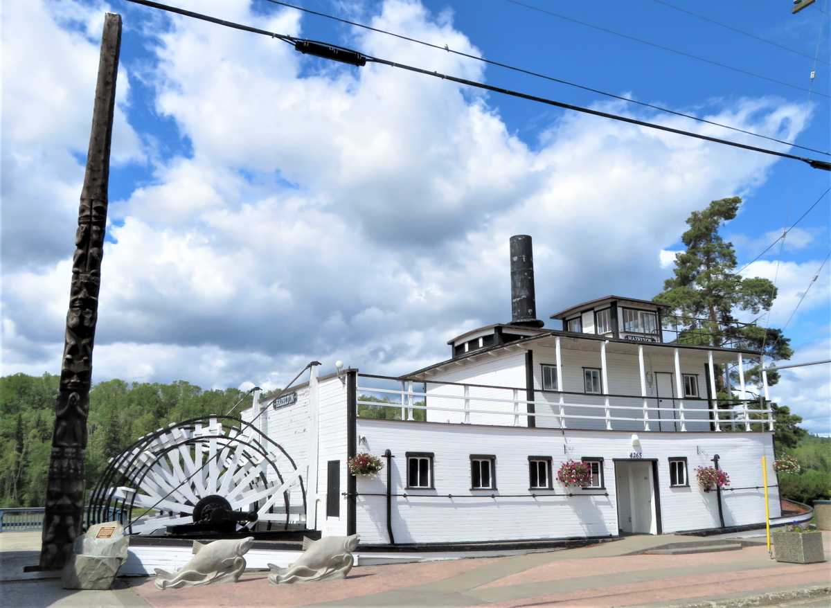 Steam powered sternwheeler replica.